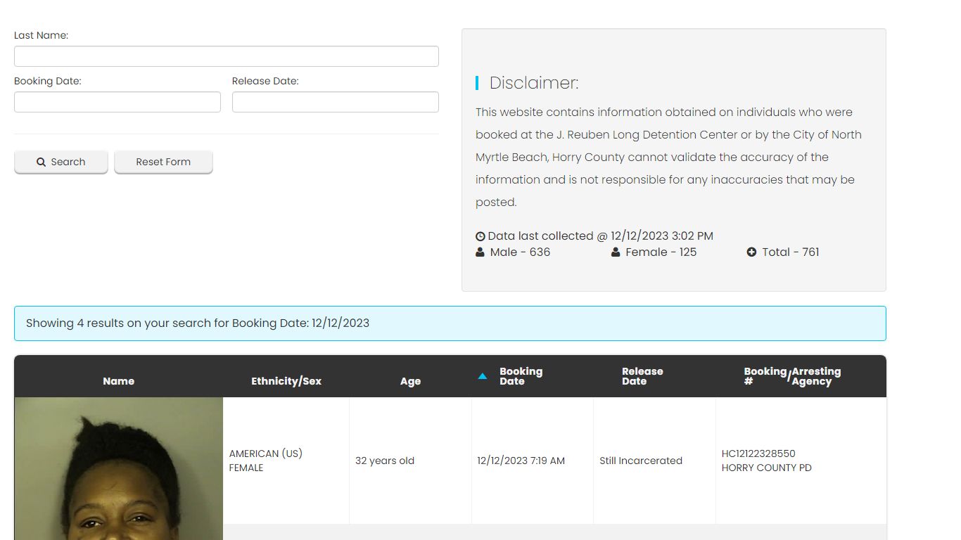 Bookings and Releases - Horry County SC.Gov